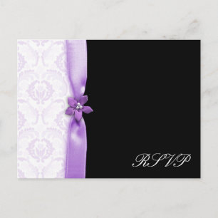 Lavander & Black Damask Wedding pack Invitation Postcard