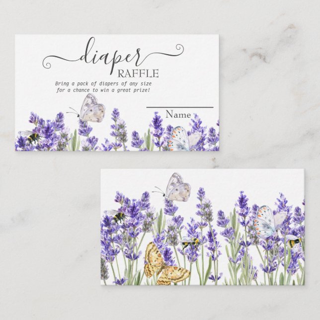 Lavander Butterflies Botanical Baby Shower  Enclosure Card (Front/Back)
