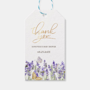 Lavander Butterflies Botanical Baby Shower Gift Tags