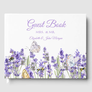 Lavander Butterflies Botanical Guest Book