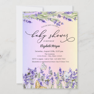 Lavander Butterfly Baby Shower Invitation
