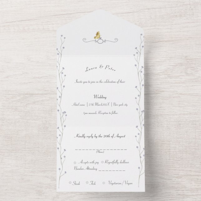 Lavander Floral Wedding Invitation (Inside)