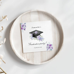  Lavander Purple Floral Graduation  Napkin