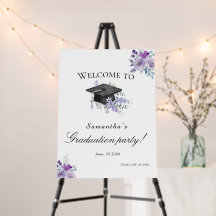  Lavander Purple Floral Graduation welcome sign