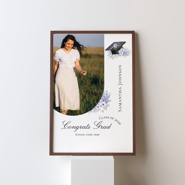  Lavander Purple Floral Graduation welcome  sign (Creator Uploaded)