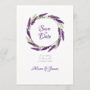 Lavander wreath wedding save the date