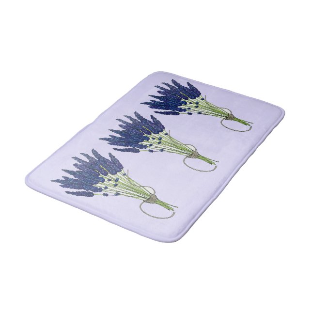 Lavandula Lavender Bunch Herb Purple Flower Garden Bath Mat (Angled)