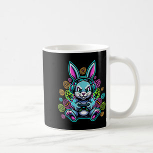 Lavel up gamer easter cute bunny rabbit headset coffee mug