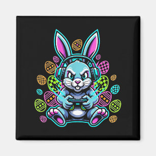 Lavel up gamer easter cute bunny rabbit headset magnet