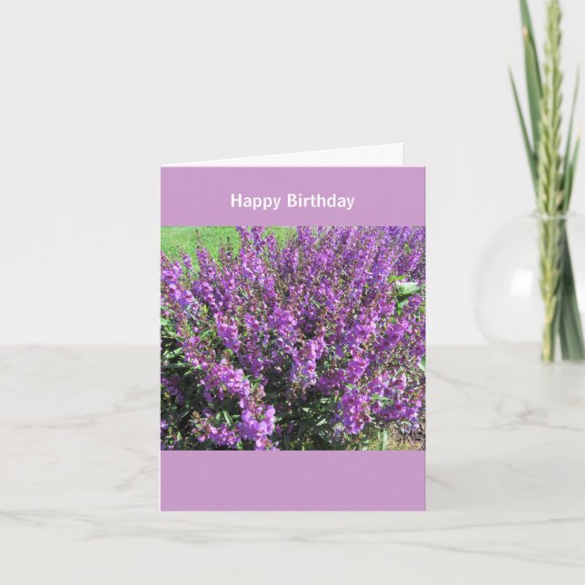 Lavendar Flowers Birthday Wishes Card (Front)