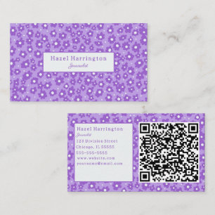 Lavendar Flowers QR Code Business Cards Cute