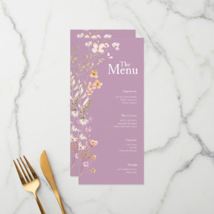 Lavendar Flowers Wedding Event Menu Table Decor