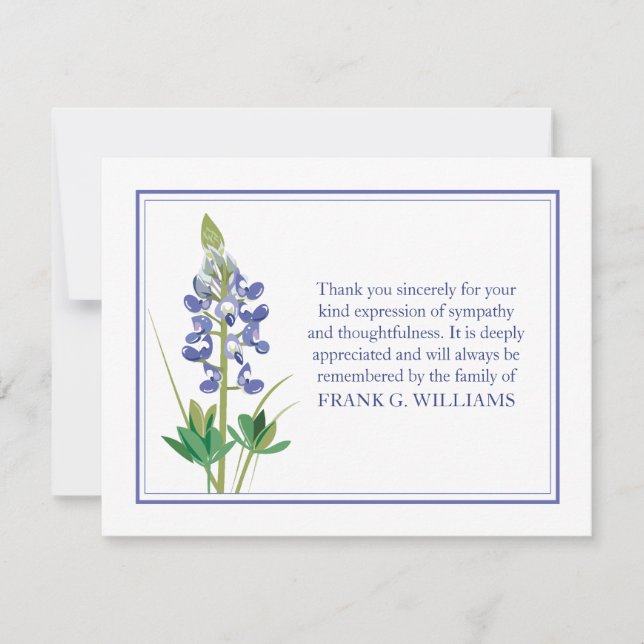 Lavendar Funeral Note Card Flat Bereavement Notes (Front)