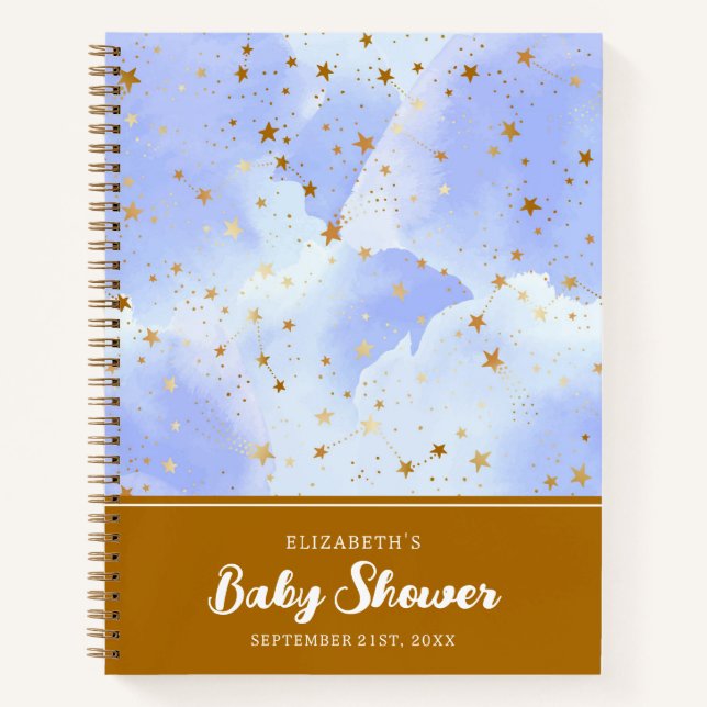 Lavendar Golden Star | Baby Shower Notebook (Front)