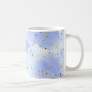 Lavendar Golden Star Pattern Coffee Mug