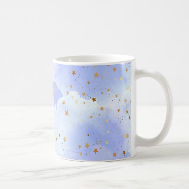 Lavendar Golden Star Pattern Coffee Mug (Right)