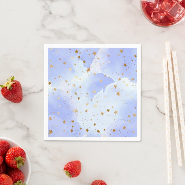 Lavendar Golden Star Pattern Napkin (Insitu)