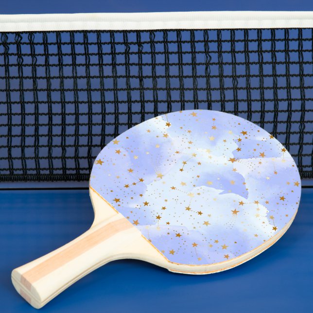 Lavendar Golden Star Pattern Ping Pong Paddle (Insitu)