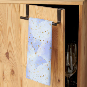 Lavendar Golden Star Pattern Tea Towel