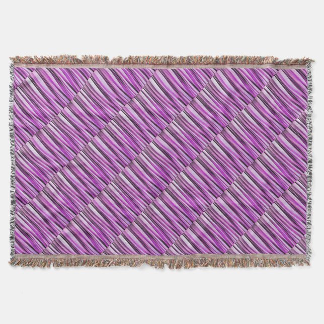 Lavendar, Iris and Grape Stripy Pattern Throw Blanket (Front)