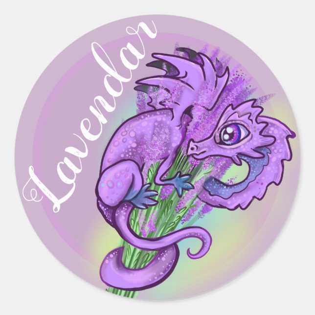 Lavendar~lil dragon garden sticker labels (Front)