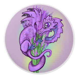Lavendar little herb 'dragon ceramic knob