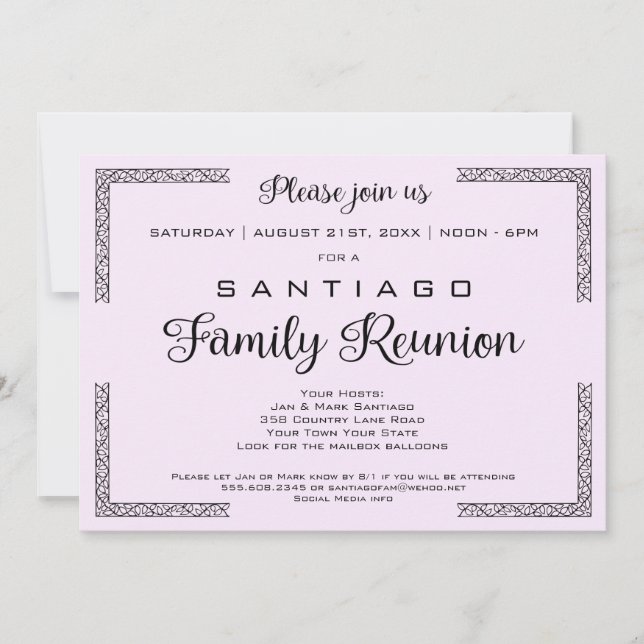 Lavendar or Any Colour Family Reunion Invitation (Front)