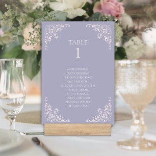 Lavendar Purple French Lilac Vintage Border Table Number