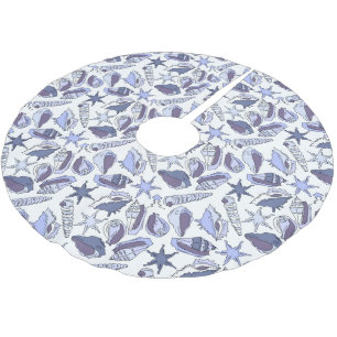 Lavendar Seashells Brushed Polyester Tree Skirt