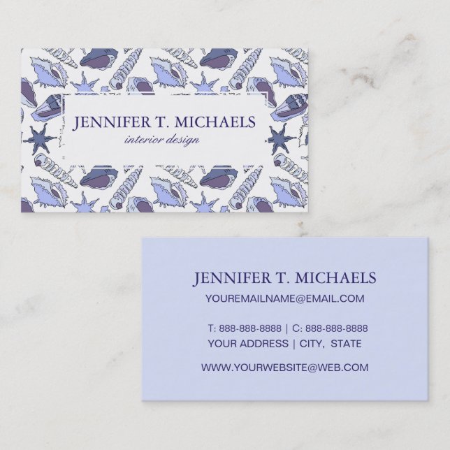 Lavendar Seashells Business Card (Front/Back)