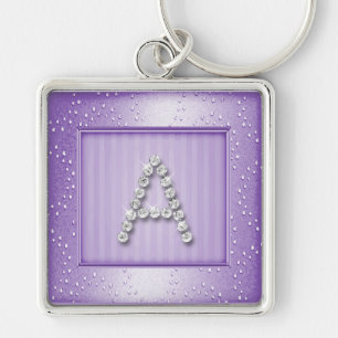 Lavendar Shimmer and Sparkle with Monogram Key Ring