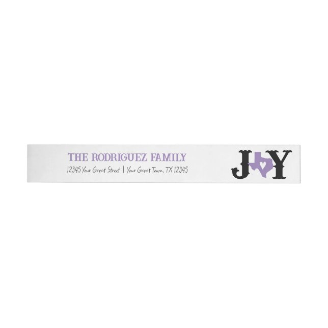 Lavendar Texas JOY Holiday Wrap Around Label (Individual)