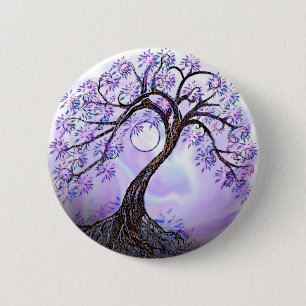Lavendar Tree of Life 6 Cm Round Badge