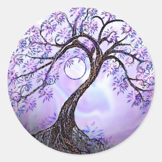 Lavendar Tree of Life Classic Round Sticker (Front)
