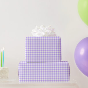 Lavendar White Gingham Birthday Shower Wedding Wrapping Paper