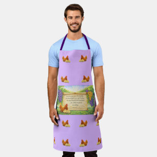 Lavende All-Over Apron with Chickens & Bible Verse