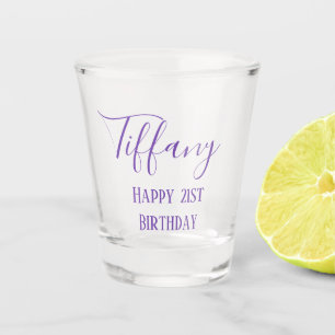 Lavender 21st birthday shot glass