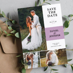 Lavender 3-Photo Gallery Wedding Save The Date