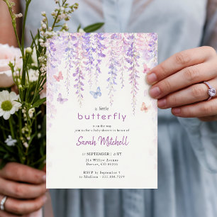 Lavender a Little Butterfly Baby Shower Invitation