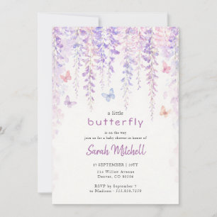 Lavender a Little Butterfly Baby Shower Invitation