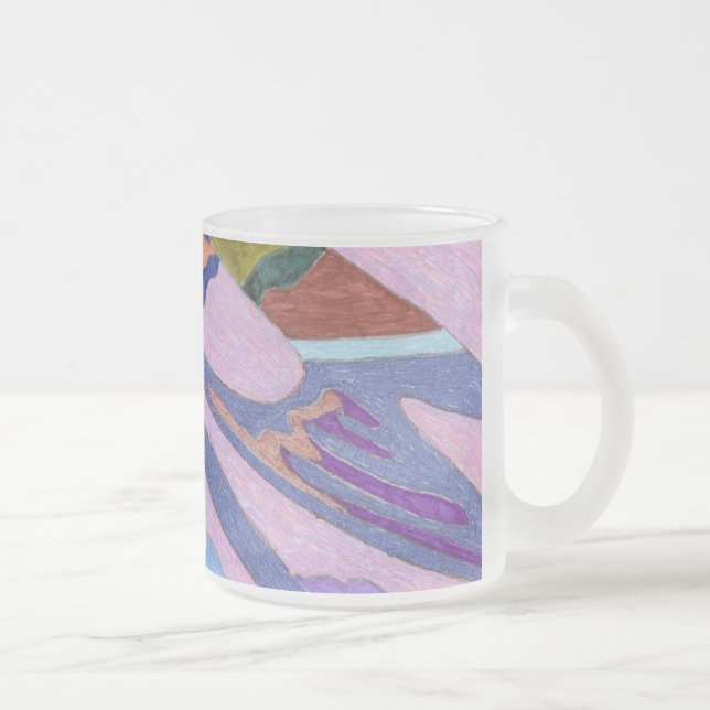 "Lavender" Abstract Art Frosted Glass Coffee Mug (Right)