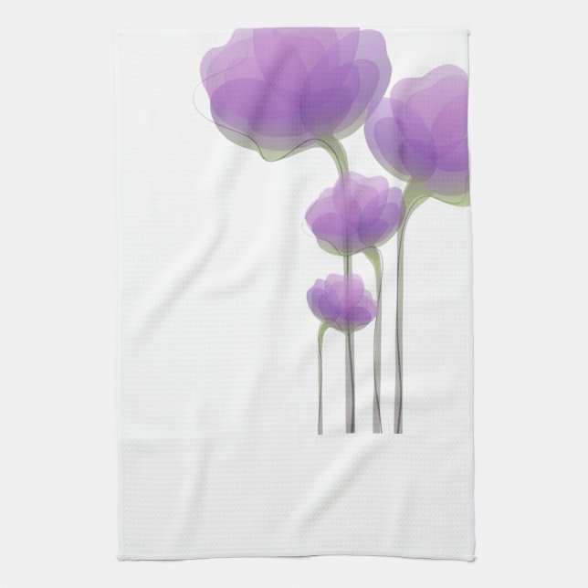 Lavender Abstract Flowers Kitchen Towel (Vertical)
