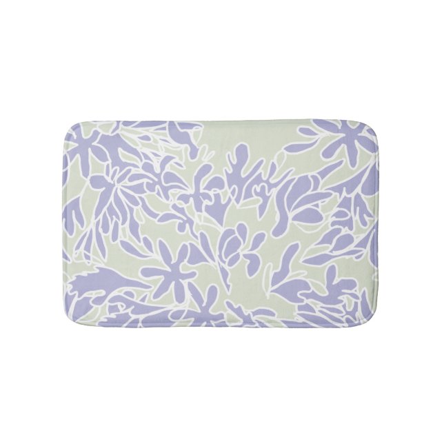 Lavender Agapanthus Flower Sage Green Bath Mat (Front)