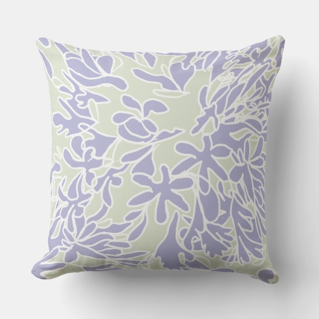 Lavender Agapanthus Flower Sage Green Cushion (Front)