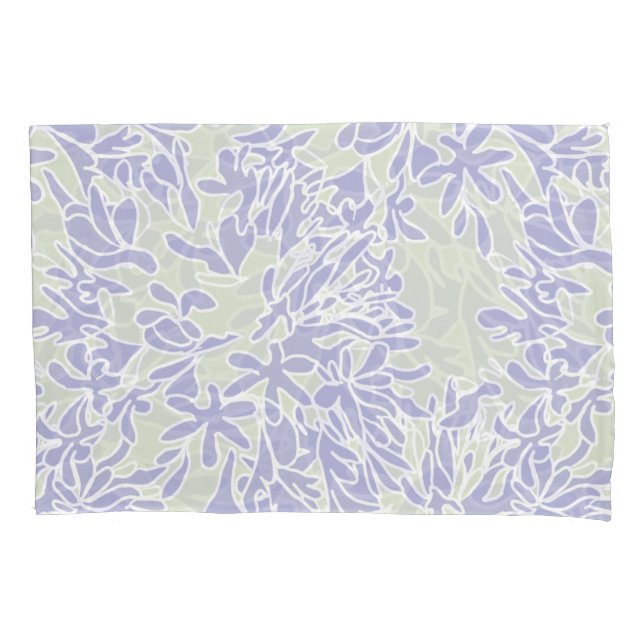 Lavender Agapanthus Flower Sage Green Pillowcase (Front-Left)