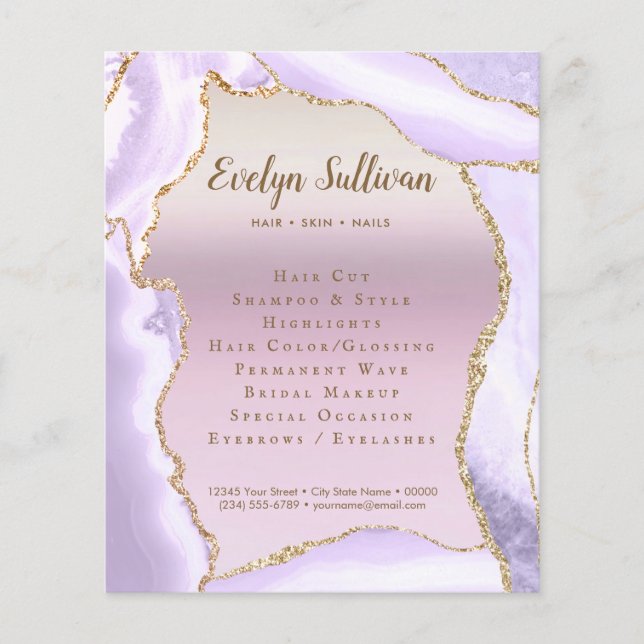 Lavender Agate Faux Pearlescent Foil Flyer (Front)