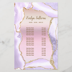 Lavender agate pearlescent foil price list flyer