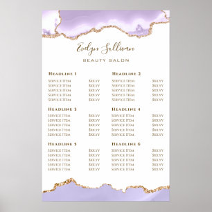 Lavender Agate Price List Poster