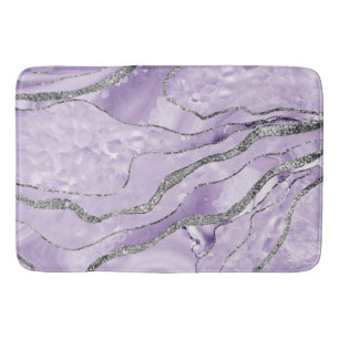 Lavender Agate Silver Glitter Glam #1  Bath Mat