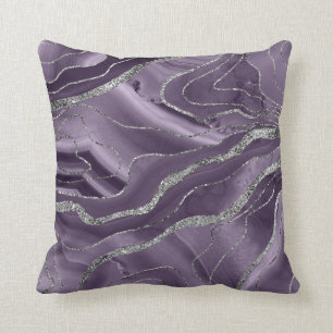 Lavender Agate Silver Glitter Glam #1  Cushion